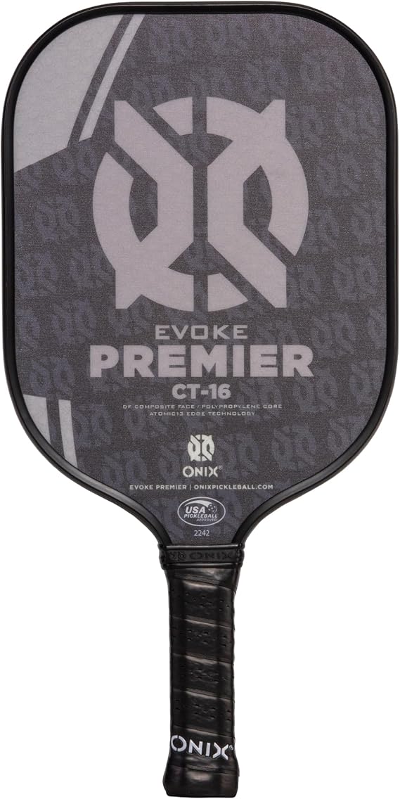 Onix Evoke Premier CT-16 Premier Pickleball Paddle Polypropylene Honeycomb Core Protective Edgeguard and Composite Face Paddle