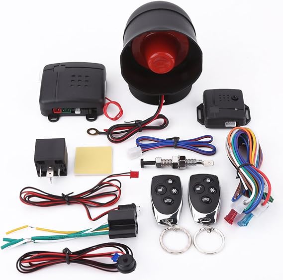 Universal Car Alarm System, Security Protection System Immobilizer Kit, Wireless Anti-theft Keyless Entry with 2 Remote Controls Siren
