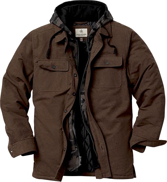 Legendary Whitetails Mens Flannel Shirt Jacket Hooded Shacket