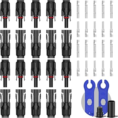10 Pairs Solar Connector 10AWG, 20Pcs Solar Panel Cable Connectors Adapter MaleFemale IP68 1000V 30A 10AWG 12AWG 14AWG Waterproof Dustproof Connector with 2 Spanners 10 Pairs Solar Connectors