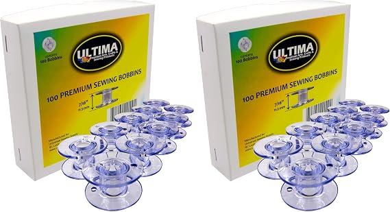 Ultima Premium Sewing Machine Bobbins - Style SA-156 Bobbins for Brother, Singer, Babylock, Janome, Kenmore & Other Sewing Machines (100 Bobbins) (Pack of 2)