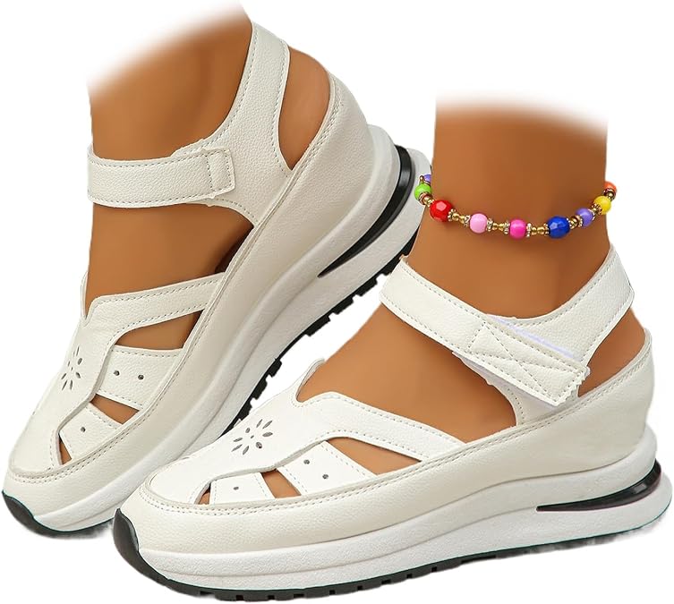 Women's Hollow Out Breathable Platform Wedge Sandals Sneakers, Closed Toe Sandals for Women Summer Fisherman Shose Wedge Shoes