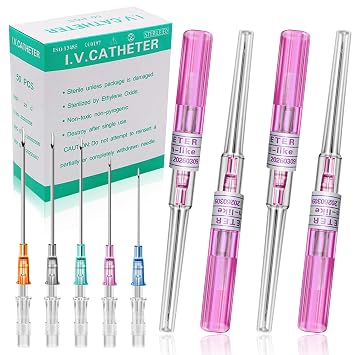Rayyl Catheter Needles 50Pcs - 20 Gauge Piercing Catheter Needles Disposable for Ear Nose Lip Tongue Belly Piercing Supplies (20G-50pcs)