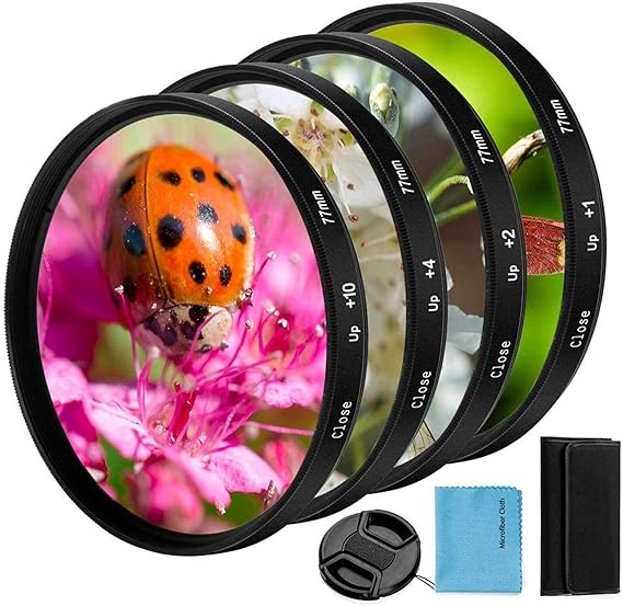 52mm Close-up Filter Kit 4 Pieces (+1,+2,+4,+10) Macro Filter Set with Pouch for Canon, Nikon, Sony, Pentax, Olympus, Fuji DSLR Cameras