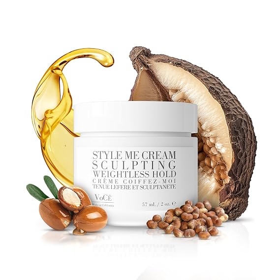 VoCE Haircare Natural Styling Cream | Anti-Frizz, Weightless Hold | Shine Enhancing, Non-Toxic, Vegan Haircare for All Hair Types with Argan Oil, Baobab Extract, Brazil Nut Oil (2 oz | 57 ml)
