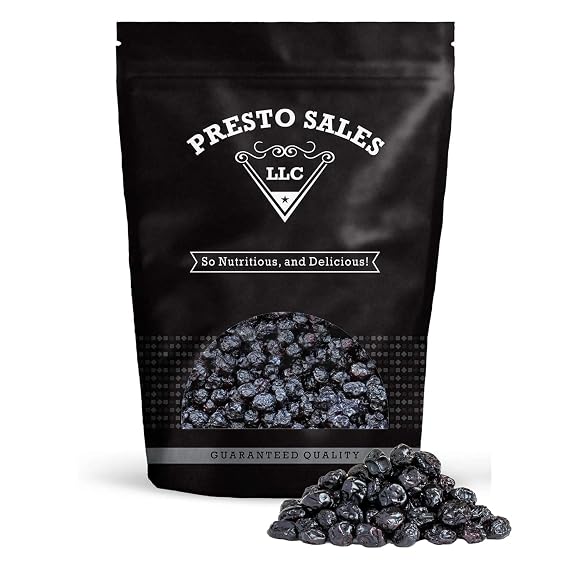 Blueberries, Fancy Dried. Naturally Sweet, Delicious Snack, Loved By All, Kitchen Friendly, USA, Healthy, Attractive, Packed in a Resealable pouch bag of 1 lb. (16 oz.) by Presto Sales LLC