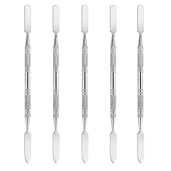 5Pcs Makeup Spatula tool metal Set Professional Beauty Stainless Steel Cosmetics Mixer Long Metal Spatula Depotting Mixing Tool (#2)
