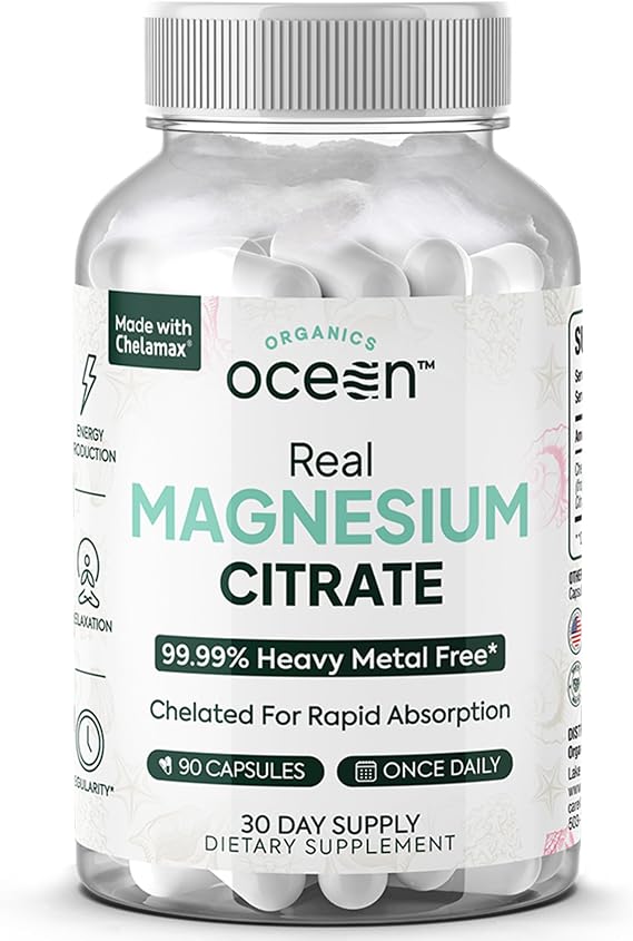 Organics Ocean Real Magnesium Citrate - High Absorption Magnesium Supplement - Chelated Magnesium to Support Energy, Relaxation, and Regularity