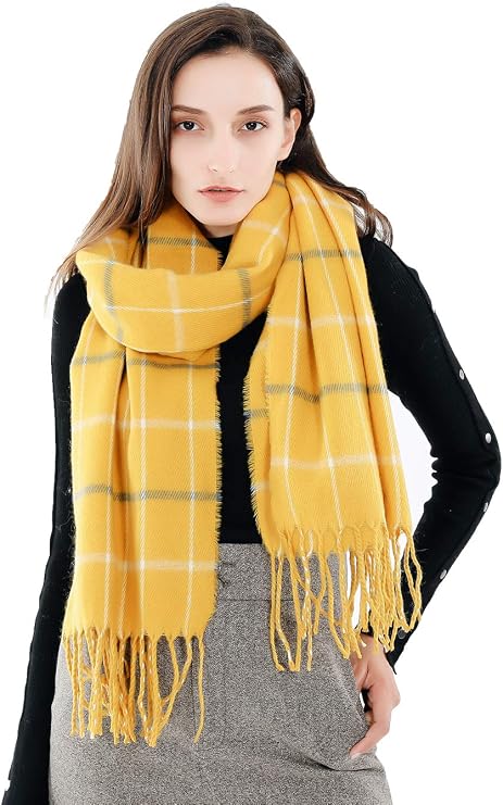Womens Large Cozy Cashmere Feel Tartan Pashmina Shawls Wraps Scarf Winter Stole