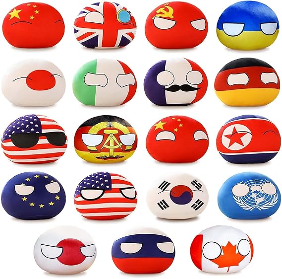 HOMKT 19PCS Countryballs Plushies Country Ball Plushies Polandball Pillow Mini Pendant Stuffed Toys Cute Keychain Anime for Kids