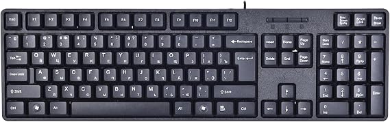 MCSaite Wired Russian English Computer Keyboard, Cyrillic, Full-Size Keyboard, Foldable Stands, Compatible with PC, Laptop, Desktop