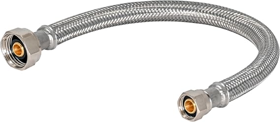 Eastman 30 inch Steel-Flex Braided Faucet Connector, 1/2 Inch FIP x 3/8 Inch Compression, Stainless Steel Faucet Supply Line, 48007