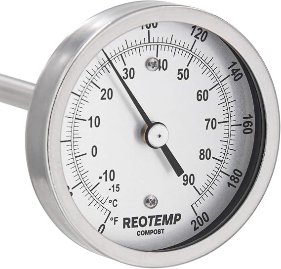 REOTEMP Heavy Duty Compost Thermometer - Fahrenheit and Celsius (24 Inch Stem), Made in the USA