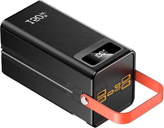 100000mah Power Bank, Fast Charging Portable Charger, with LED Light, with Built-in Cables, Rechargeable Portable Power Supply for Cell Phones, Random Color