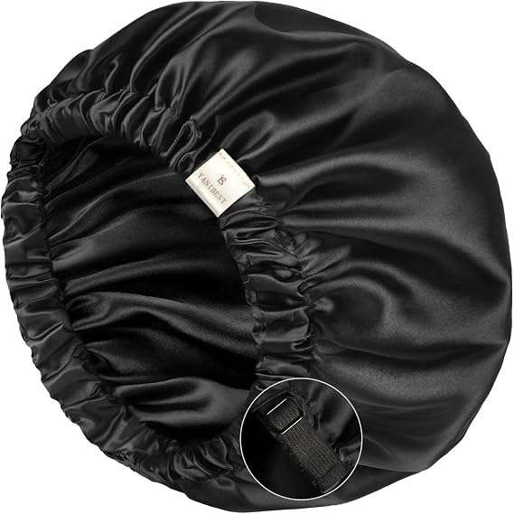 YANIBEST Satin Bonnet for Sleeping Women Men, Adjustable Hair Bonnet | Double Layer Silk Feeling Bonnet for Natural Curly Hair Braids - Reduce Frizz, Secure Fit, Adjustable