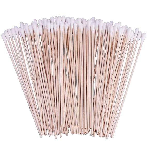 400 Count 6 Inch Long Cotton Swabs with Wooden Handles Cotton Tipped Applicator for Cleaning