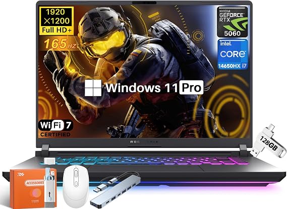 ASUS ROG Strix G16 (2025) Gaming Laptop, 16" FHD+ 165Hz/3ms ROG Nebula Display, Intel Core i7-14650HX, NVIDIA GeForce RTX 5060(>4070), 64 GB DDR5 RAM, 4 TB SSD, Wi-Fi 7, RGB Keyboard, Windows 11 Pro