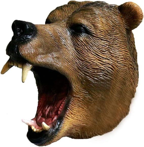 Brown Bear Animal Head Latex Mask Halloween Wild Forest Animal Costume Grizzly Bear Overhead Mask for Adult