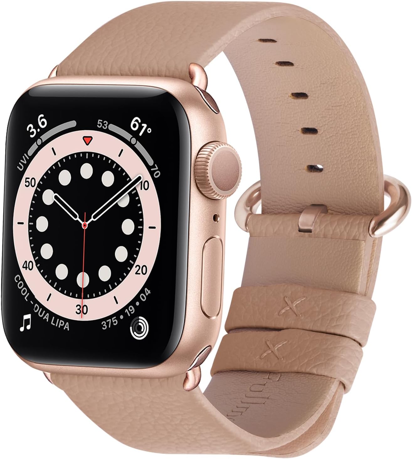 Fullmosa Leather Bands Compatible with Apple Watch Band 41mm 40mm 38mm 42mm for Women Men, Top Grain Genuine Leather Strap for iWatch Series 10987654321SE2SE, BeigeRose Gold