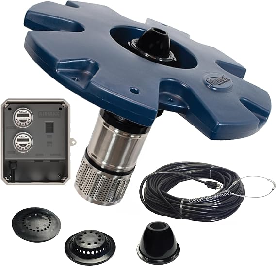 Airmax EcoSeries, Big Pond & Large Lake Floating Fountain, 1/2 HP Inline Oil Free Water Pump, 115 Volt Outdoor Electric Control Box, 100 Power Cord
