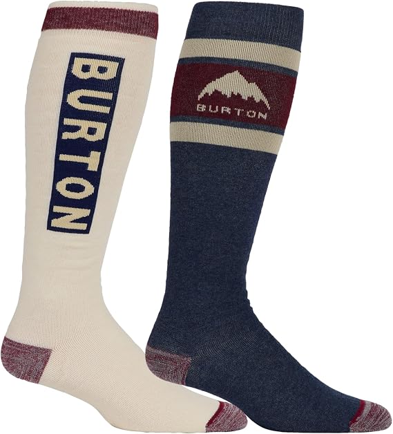 Burton Mens 2-Pack Weekend Midweight Winter Socks Warm Snowboard Socks with Arch Support & Reinforced Toe & Heel