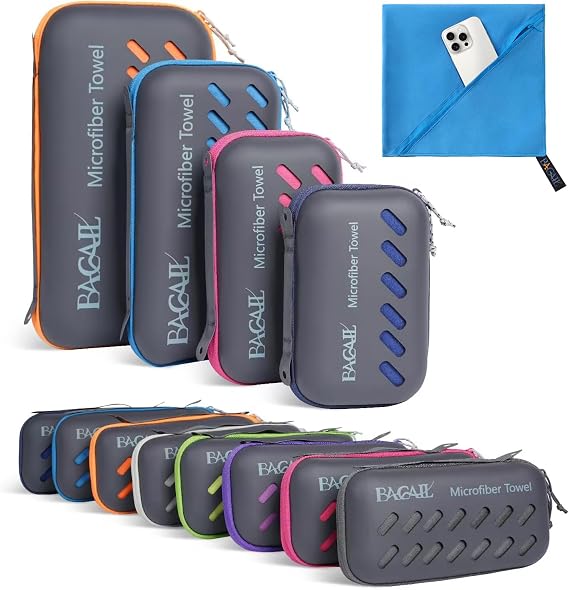 BAGAIL Microfibre Travel Towel, Perfect for Camping, Swimming and Beach - Quick Dry, Super Absorbent, Ultra Compact - Great for Sports, Gym, Yoga and Backpacking