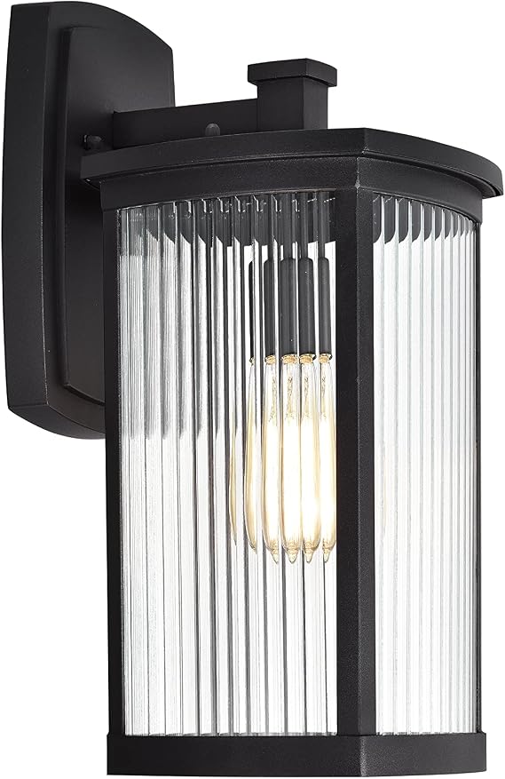 Chloe Lighting Evie Transitional 1 Light Textured Black Outdoor Wall Sconce 17" Height
