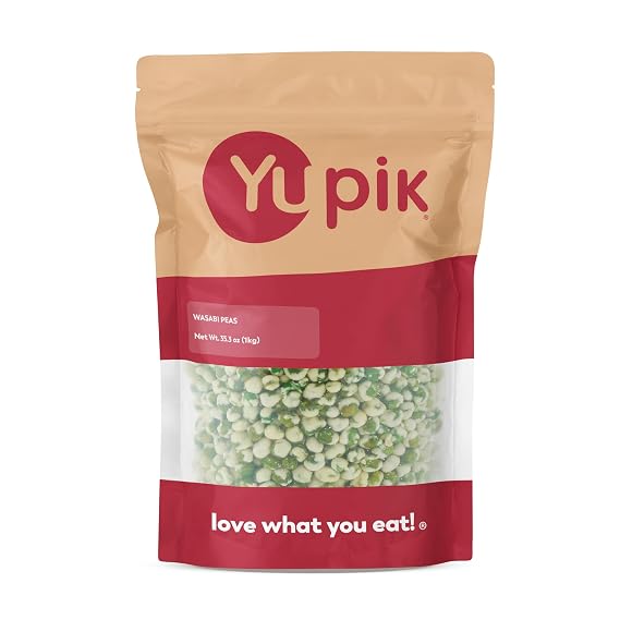 Yupik Wasabi Peas, 2.2 lb Crunchy & Spicy Roasted Green Peas with Wasabi Seasoning, Vegan & Kosher Snack