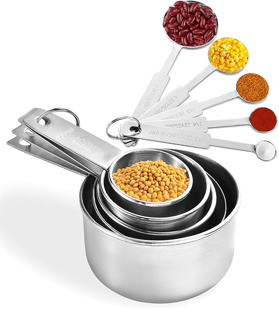 Upgrade Stainless Steel Measuring Cups & Spoons Set, Cups and Spoons,Kitchen Gadgets for Cooking & Baking (10-piece set)