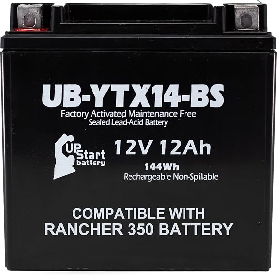 YTX14-BS 12V 12Ah Replacement for Honda Rancher 350 Battery 2001 Battery | Replacement Universal Sealed Lead Acid Battery Fourtrax Fits 2000-2006 TRX350 FE FM TE TM 1986-1989 D 4x4 ATV Quad