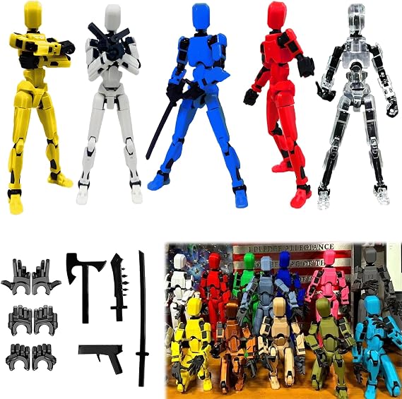 T13 Action Figures,Multi-Jointed 3D Printed Dummy Robot 13 Action Figure | Lucky Robot 13 Action Figure for Desk Display,Creative Photography Prop,Gaming Room Decor,Shelf Collectible Gift for Fans