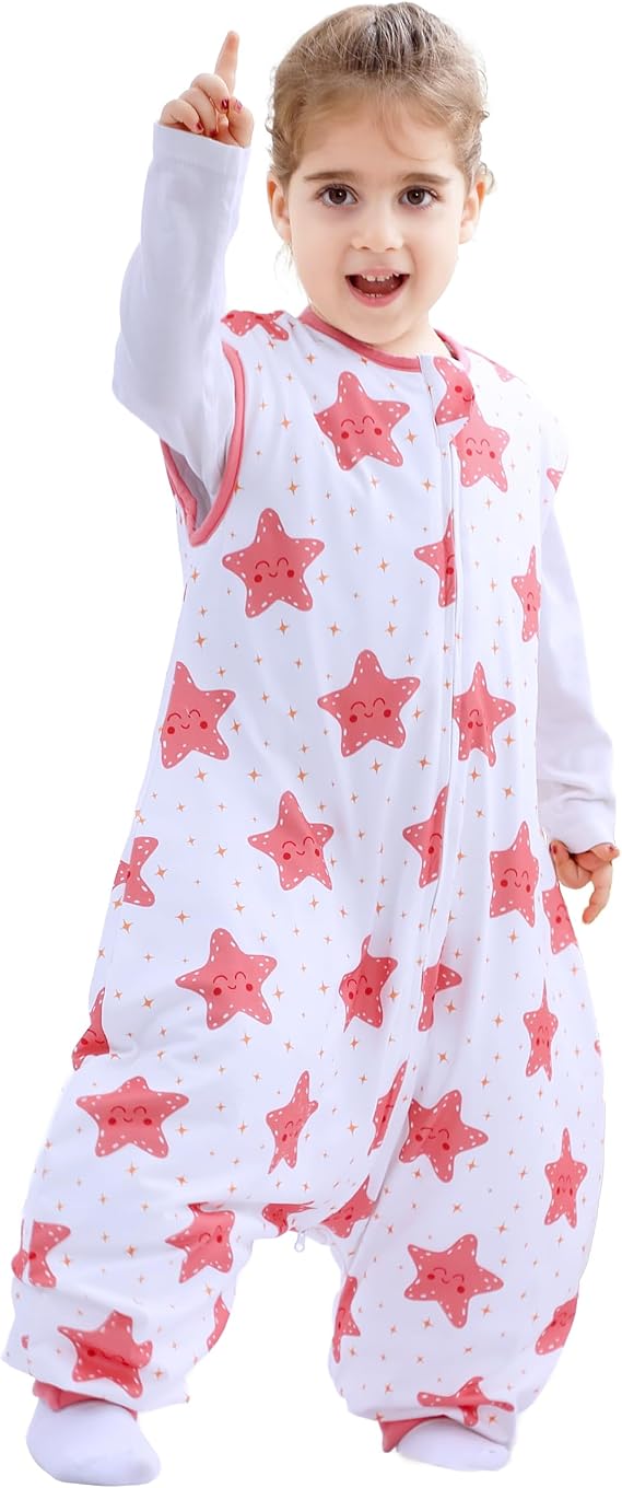 Toddler Sleep Sack with Feet,1.0 TOG Sleep Sacks with Legs,9-24 Months, 2T, 3T, 4T, 5T 6T 7T for Boys Girls