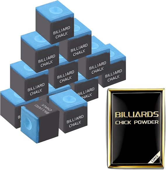 Pool Cue Chalk 12PCS, Triangle Non Slip Tip Grip Blocks for Billiard Table Use, Training Accessory for Snooker Practice and Daily Play
