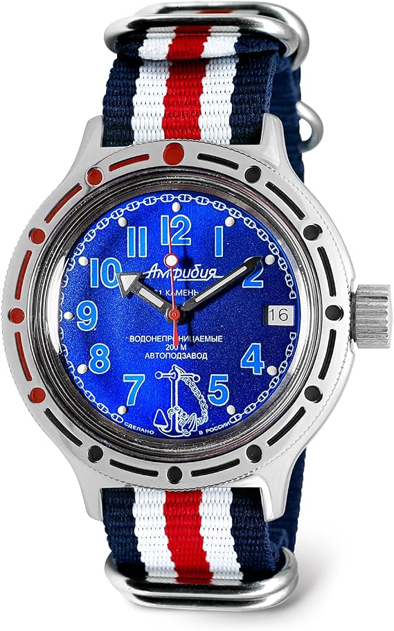 VOSTOK | Men's Sea Captain Amphibian Automatic Self-Winding Russian Diver Watch | WR 200 m | Fashion | Business | Casual Men's Watches | Model 420382 Amfibia