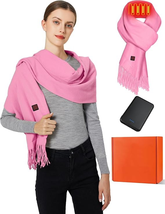 Heated Scarf for Women Men Rechargeable Heated Scarves Blanket with Battery Pack Neck Heat Pad Electric Scarf Heated