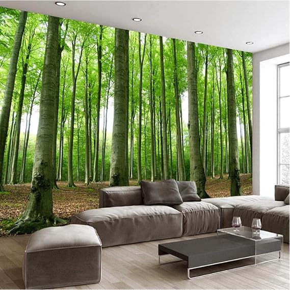 Custom Mural Wallpaper Green Tree Forest Nature Landscape Large Mural 3D Living Room Sofa TV Background Photography Wallpaper-350X245cm