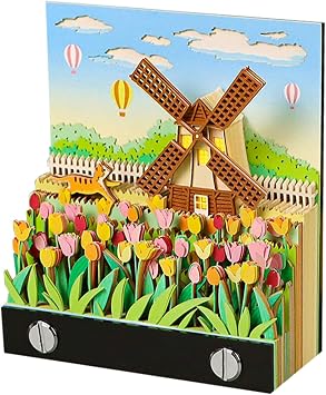 3D Calendar 2026,3D Memo Pad Time Piece Calendar 2026 Windmill Creative Tear Away Calendar Paper Carving Multi-Color DIY Note