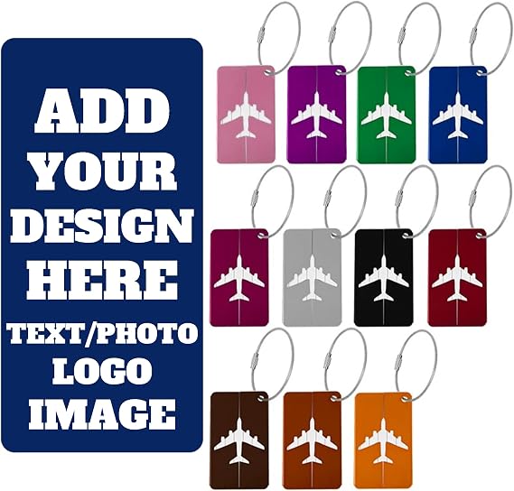 10 PCS Personalized Luggage Tags, Custom Engraved Aluminum Luggage Tags for Family, Personalized Engraved Metal Labels for Suitcases, Backpackm.