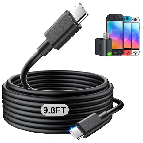 KOVA (9.8FT Switch 2 Charging Cable - for Switch 2 AC Power Adapter | 60W Switch2 Charger Power Cord Extra Long, Support 4K TV Dock Mode [AC Adapter Cord Replacement]