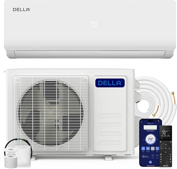 DELLA Vario Series 36,000 BTU 3 Ton 19 SEER2 Ductless Mini Split AC, Pre-Charged Heat Pump, 230V Energy Efficient Inverter System, Work with Alexa, Cools up to 2500 Sq.Ft, 16.4ft Installation Kit
