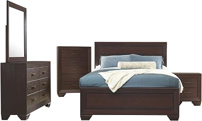 Coaster Home Furnishings Kauffman Transitional 5-Piece Bedroom Set Queen Size Panel Bed Frame 54-inch Headboard Dark Cocoa 204391Q-S5