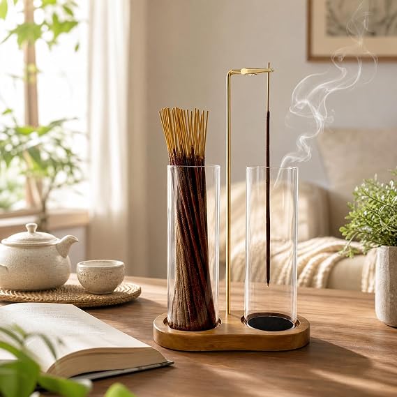 2 in 1 Incense Stick Holder - Glass Incense Stick Burner, Anti-Ash Flying
