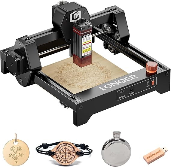 LONGER Ray5 mini 2.5W Laser Engraver and Portable Laser Engraver, 0.04mm Laser Spot, 12000mm/min, Desktop Laser Engraver, Ideal for DIY Projects on Wood, Metal, Acrylic, Leather, and More (2.5W)