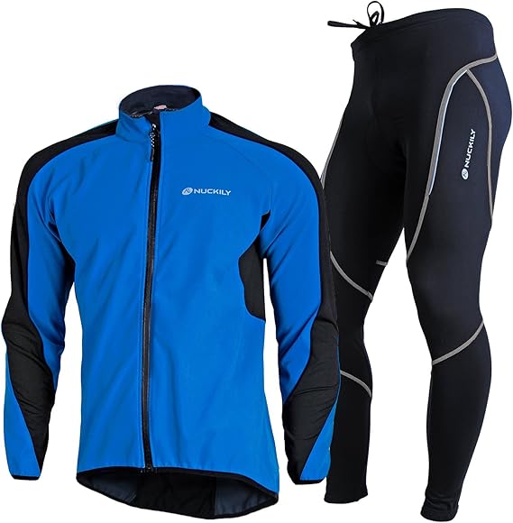 Mens Cycling Suit Windproof Winter Thermal Fleece Sportswear Clothing Set Riding Jersey Jacket & 3D Padded Pants Trousers