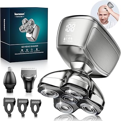 5D Head Shavers for Bald Men - 6 in 1 kensen Upgraded Magnetic Head Body Shaver for Mens, Christmas Gift WetDry Bald Head Shavers for Men IPX6 Waterproof LED Display USB-C Charge Head Razors for Bald