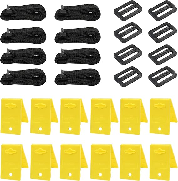 VINGLI Solar Cover Reel Set Pool Reel Embedded Straps with Clips | Pool Cover Reel Attachment Kit,Including 8 Adhesive Nylon Straps, 12 Cord Plates,8 Buckles for In-ground Swimming Pool