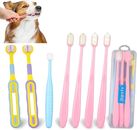 7 Pack Dog Toothbrush Kit,360o Pet Toothbrush Soft Nano Bristles Tooth Brush for Cat Dog Puppy Kitten Dental Care, Oral Hygiene
