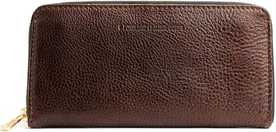 Portland Leather Goods Women's Accordion Zip Wallet, Coldbrew | Handcrafted in durable, full-grain leather, 8 card slots, secure zippered pocket