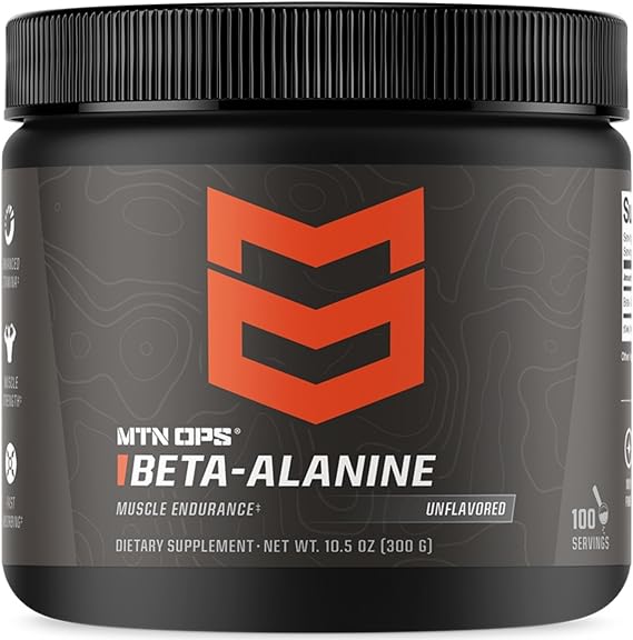 MTN OPS Beta Alanine Powder for Muscle Endurance, Pre Workout | 3g Beta-Alanine, Muscle Endurance & Performance, Pre-Workout Support, Unflavored