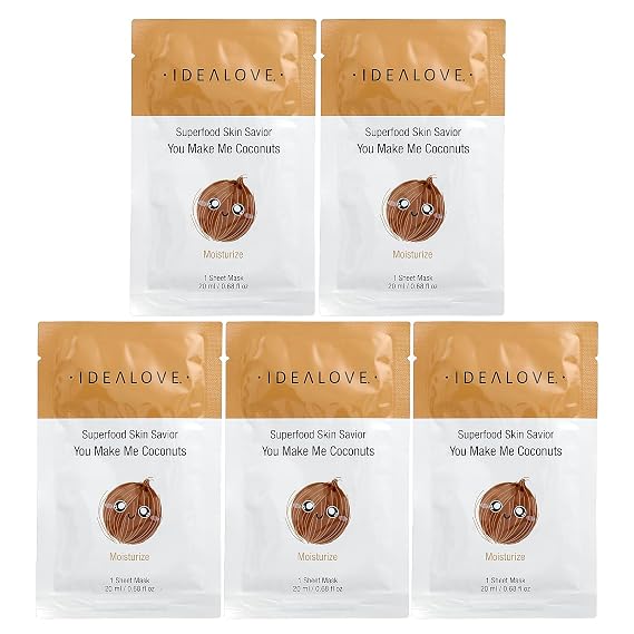 Idealove Superfood Skin Savior, You Make Me Coconuts, 5 Beauty Sheet Masks, 0.68 fl oz (20 ml) Each